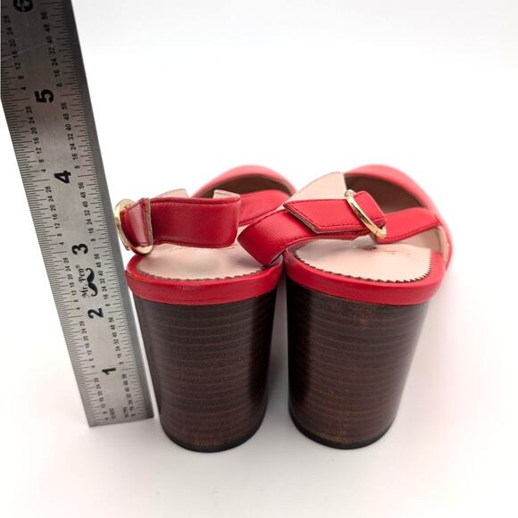 J. Crew Leather Slingback Pumps Almond Toe Women's Bright Cerise Size US8 EU39 - Picture 4 of 10